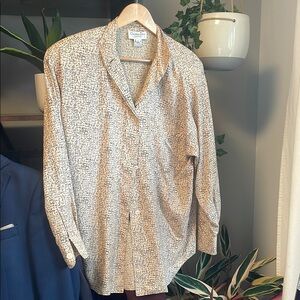 💎024. DIOR  vintage Tan Casual Button Down Shirt Relaxed Fit